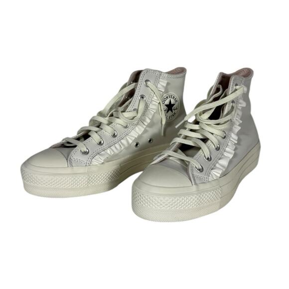 NIB Converse CTAS Lift Hi Vintage White Leather Ruffle High Top Platform Size8.5 - Picture 2 of 7